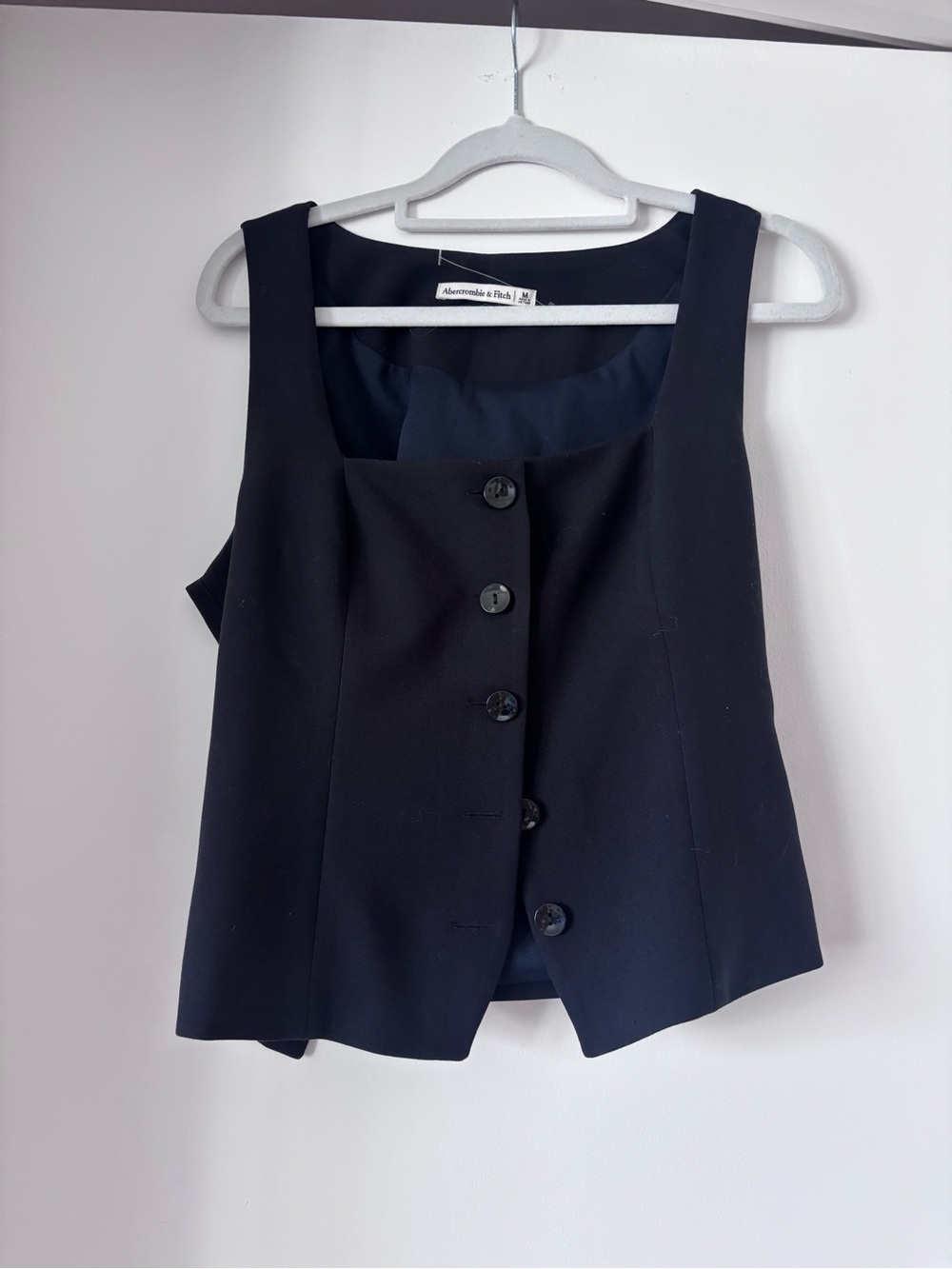 Abercrombie & Fitch Women's Black Tailored Button-Front Square Neck Vest